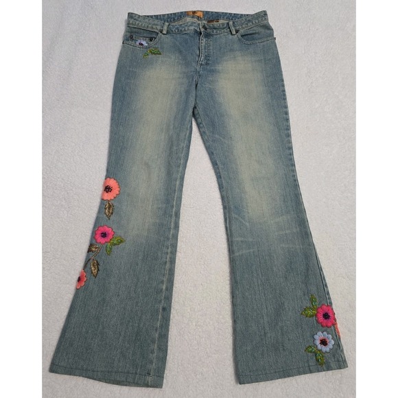 Dana Buchman Denim - Dana Buchman Denim Embroidered Beaded Jeans Flare Size 10/30 Retro 70s